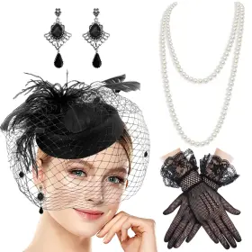 989967877792 BNIKSOK Fascinator Women Pillbox Hat Set Top Tea
