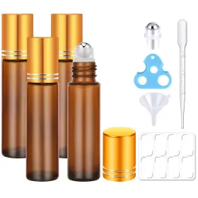 Bofessor 618202350016 4 Pack 10 Ml Roller Bottles For Essential Oils Leak-proof Glass Ball