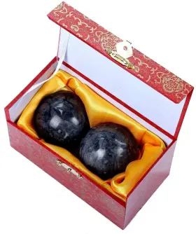 Brass Statu 602105274739 Brabud 1.4ftft Dark Grey Marble Baoding Health Stress Exercise Balls Chinese Ex
