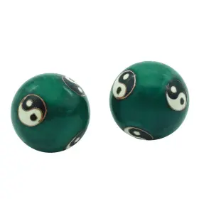 BS142 BRASS STATU Brabud Balls Carved Tai Chi Cloisonne Stre
