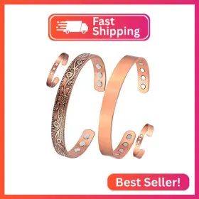 Cigmag Usq1017006 2pcs Copper Bracelets For Women Pure Bracelet Cuff Bangle Strength