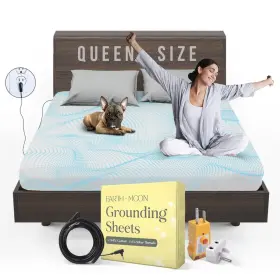 EMSHT002-WHT EARTH AND MOON Grounding Sheets Queen Thread Bed