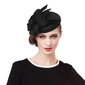 011605721964 F-FADVES Tea Fascinators Women Wool Felt Pillbox
