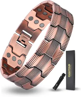 313027435497 FASHTOUR Copper Bracelet Men Triple Ultra Design