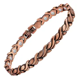 B0878TLKTJ FERACO Womens Solid Copper Magnetic Bracelet Link