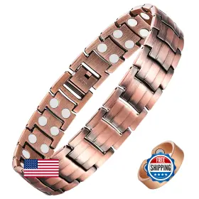 B0BJ1MBMK9 FERACO Mens Copper Magnetic Bracelet Ring Solid