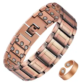 B0BJ2GQYSN FERACO Mens Magnetic Copper Bracelet Ring Set Pain