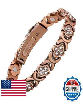 B0CKN4LP1Z FERACO Pure Copper Magnetic Bracelet Women Clover