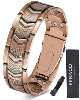 B0DFLZRT4R FERACO Mens Copper Bracelet Magnetic Therapy Gauss