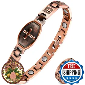 B0DXTTF7WH FERACO Pure Copper Magnetic Bracelet Ring Set Pain