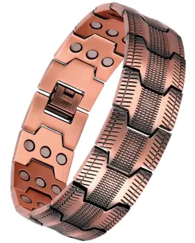 B0FJF7ZHST FERACO Mens Magnetic Copper Bracelet Tyre Carved