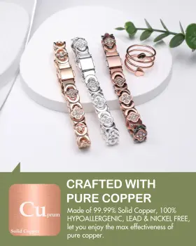 B0FKGTK4G5 FERACO Pure Copper Bracelet Ring Set Women Ultra