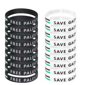 Findat Ffppt-0001 Free Palestine Silicone Wristbands 7.62 Centimeters Black White