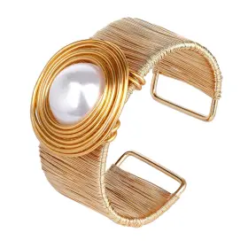BRACELET008PEARL GAIACWOOD Chunky Cuff Women Stack Bracelet