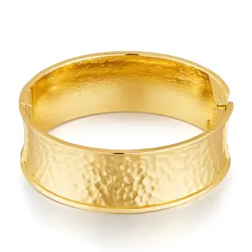 Huayunfang 22676 Chunky Gold Bangles Bracelet For Women Fashion Hammered Wide Cuff Mi