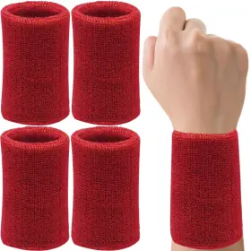 WRISTBAND-15CM-4PCS-RED-NEW IMAGERIO Wrist Sweatbands Tennis