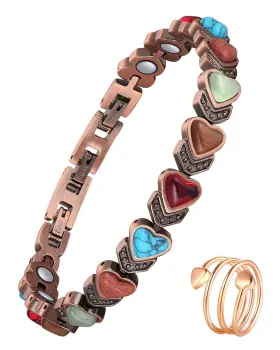 B0CRYXVF37 JECANORI Copper Bracelets Ring Women Magnetic