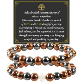 Jianzhen Copperbracelet001 2pcs Copper Bracelets For Women Men 99.9% Pure Jewelry And Cross Charm