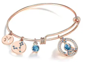 BXG0139PIS LEAFAEL Mothers Zodiac Expandable Bangle Bracelet
