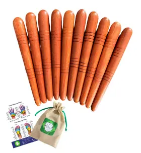 704740454887 LUNGCHA Thai Wooden Massage Stick Tool Set