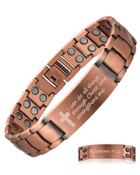 B0F1287BZ6 MAGENERGY Mens Copper Magnetic Bracelet Christian
