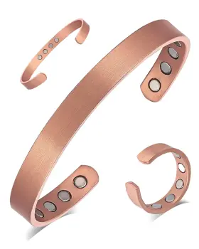 B0F8NGZ8ZD MAGENERGY Copper Bracelet Ring Set Men Women Pure