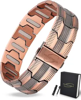 Magnetnova 726084103719 Ultra Strength Magnetic Bracelets For Men 99.99% Pure Copper Bracelet With 5000