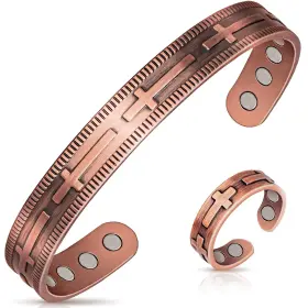 Mahnco A00401-b10401 Lymphatic Drainage Ring And Copper Bracelet For Women Magnetic Copper-cross
