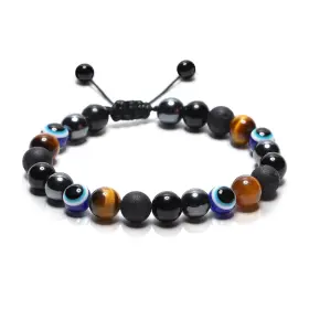 Qianchang Qcspsl002-1 Evil Eye Bracelet For Men Women Multiple Protection Bracelets Obsidian Ston