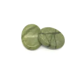 Qylhh 667977790305 2 Pcs Green Hot Massage Stones Set Natural Jade Rock Spa Massager 3.14 X 2.36