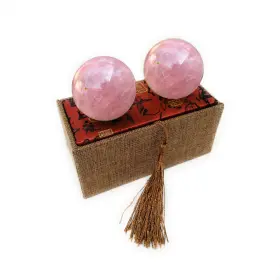 Rcstone B0925lrbjb 1.75 Inch Rose Quartz Healing Baoding Balls Pink Crystal Hand Exercise For
