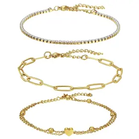 ROFN195013 ROFUSN Charm Stack Bracelets Women Steel Layered