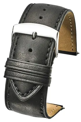 Stunning Selection 336-1-26 Alpine Genuine Leather Watch Band Fits Wrist Sizes 6-7 1/2 Inch - Black Bro