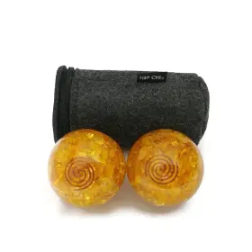 Top Chi B0845wh238 Citrine Orgonite Baoding Balls With Carry Pouch For Hand Therapy Exe