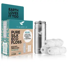 Treebird Sf006 Pure Silk Eco Floss Kit - Refillable Dispenser Stainless Stee