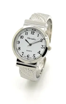 Varsales 644135940291 Ladies Round Small Studs Elegant Metal Large Bangle Cuff Fashion Analog Quart
