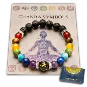 CHAK202007 WICCSTAR Chakra Bracelet Women Healing Crystals