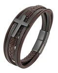 Deerllia Cross Leather Bracelet For Men, Multi-layer Braided Religious Cuff W.... Fixed Price $45.41.