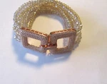 Davinci Collections Crystal Bracelet- 6 Strands- Light Gold -squares -pave Clear. Fixed Price $13.49.