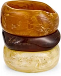 Woworama 3pcs Colorful Resin Acrylic Bangle Bracelets Set For Women Wide Chunky. Fixed Price $31.99.