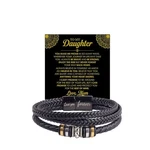 To My Daughter Bracelet, Black Braided Leather Beaded Engraved Love You Forev.... Fixed Price $17.12.