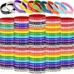 110 Pcs Jesus Loves You Silicone Bracelet, Colorful Christian Rainbow. Fixed Price $28.88.