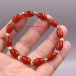 Natural Red Agate Bead Women's Bracelet 12x8mm Own Design 6.5inch. Fixed Price $11.22.