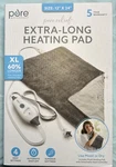 Pure Enrichment Purerelief 4 Heat 2hr Deluxe Electric Heating Pad Gray 12"x24". Fixed Price $21.95.