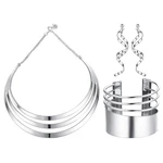 Joerica Bib Choker Necklace Set For Women Wide Cuff Bangle Bracelets Long Sta.... Fixed Price $29.02.