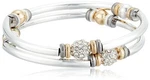 Nine West Tri-tone And Crystal Set Of 2 Bangle Bracelet. Fixed Price $34.11.