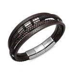 Touyony Premium Mens Bracelet Leather Stainless Steel 7.8in., Brown. Fixed Price $48.94.