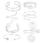 Mikovivi 7pcs Upper Arm Cuff Bracelet, Silver Adjustable Medium,. Fixed Price $20.30.