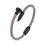 Men's Braided Leather Bracelet With Black Stainless Steel Nail Ornament, Slim.... Fixed Price $30.46.