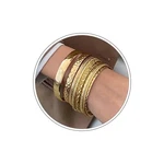 Gold Bangle Bracelet Set For Women Multi Stacking Wide Bangles Indian Bollywo.... Fixed Price $17.09.